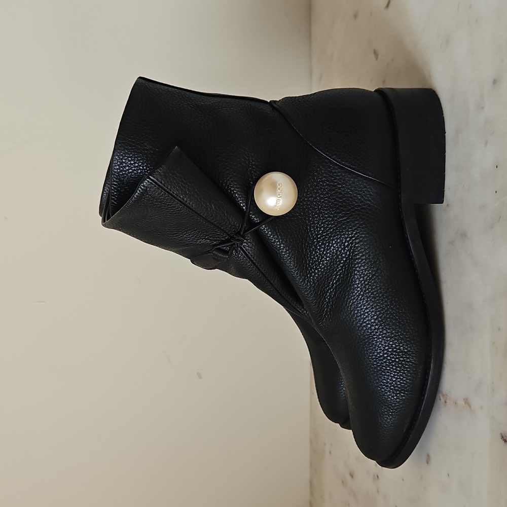 JIMMY CHOO: Logo Pearl Leather Boots